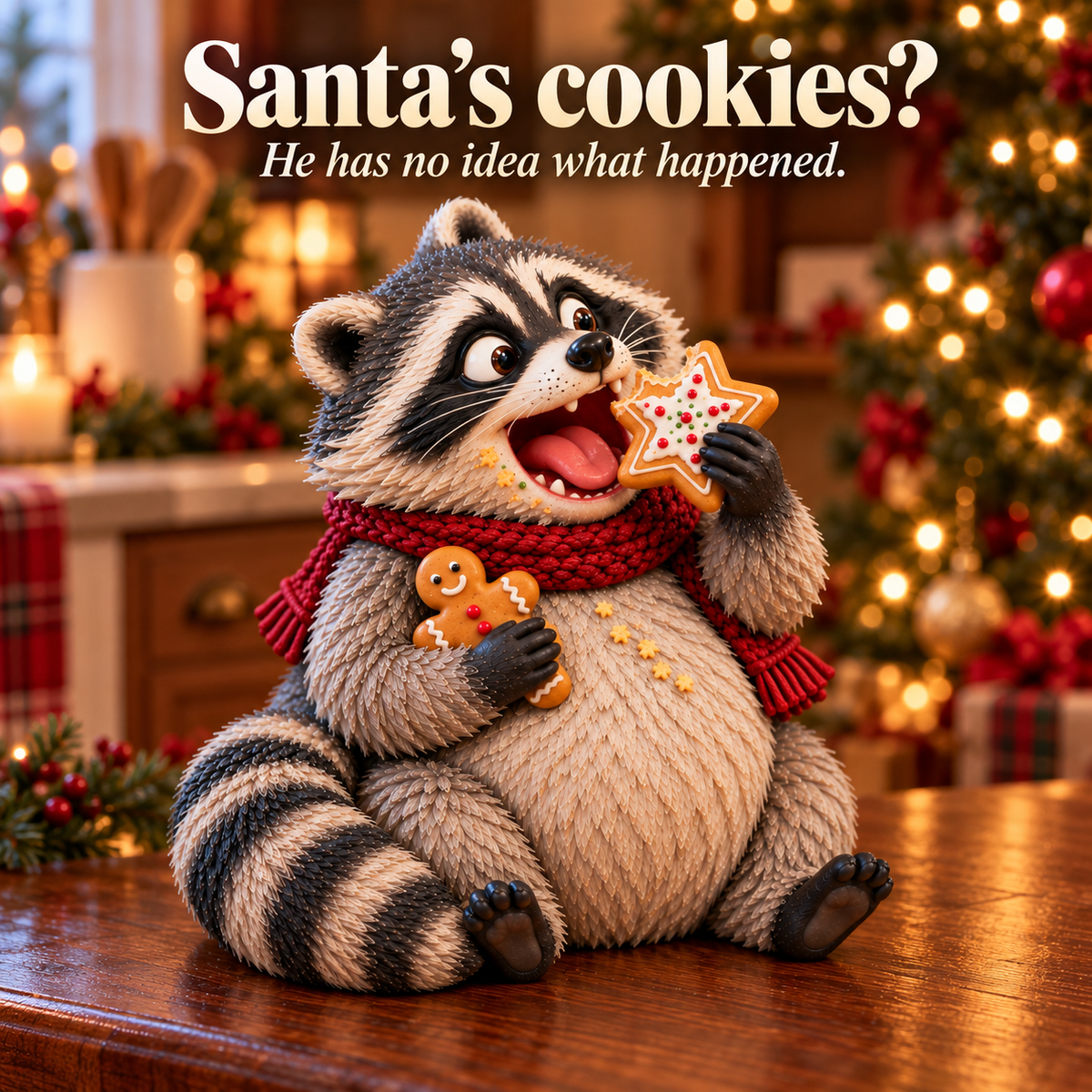 🎄🍪 Christmas Cookie Bandits – Funny Animal Figurine Collection