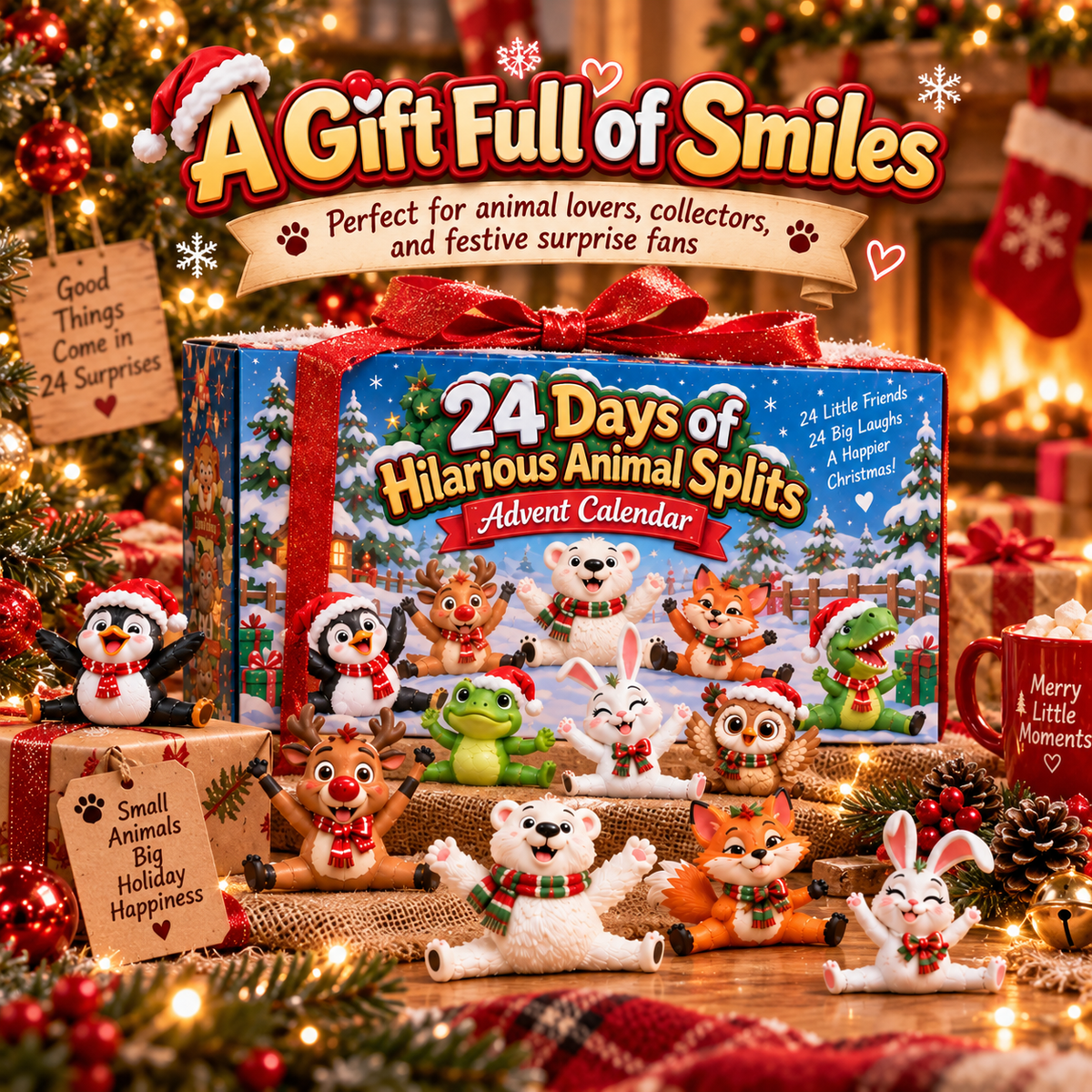 ✨24 Days of Hilarious Animal Splits™ Advent Calendar – Funny Christmas Animal Figurines