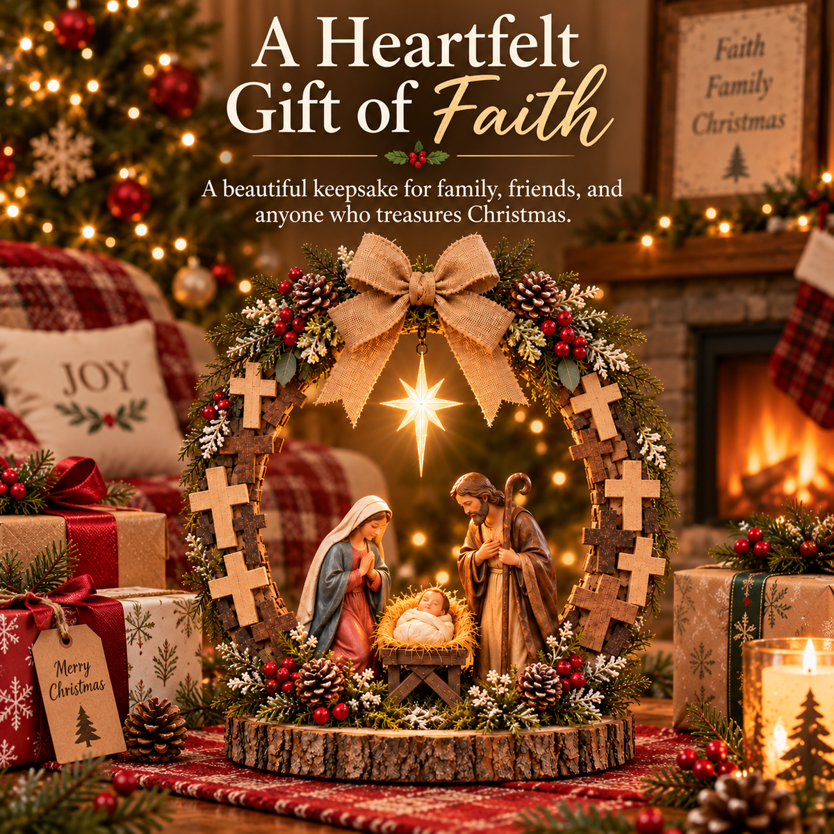 🔥😍Bethlehem’s Guiding Star | Lighted Nativity Tabletop Decor