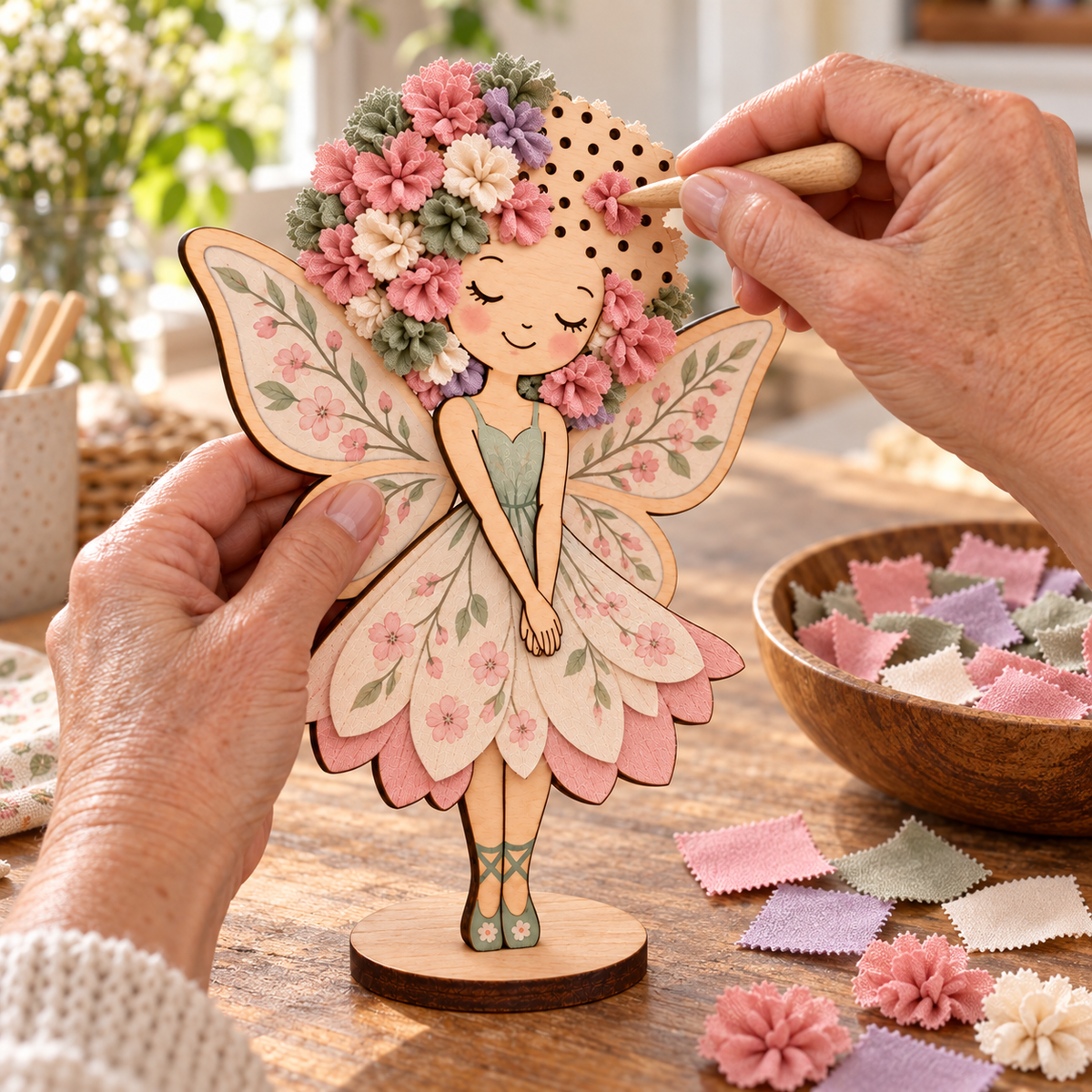 Creating the fabric flower hair