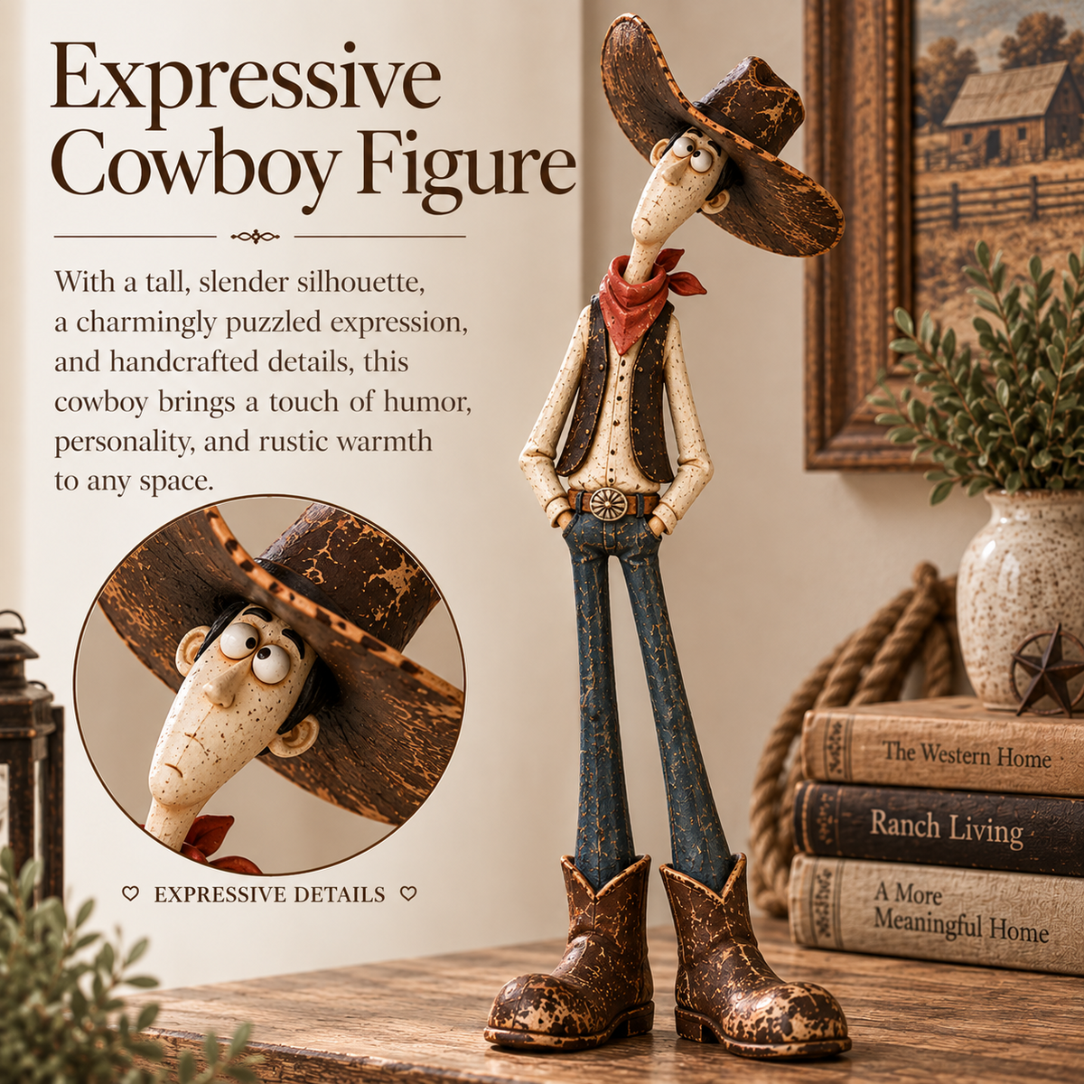 🔥LAST DAY 49% OFF | Nestmiro®🤠🐴 Whimsical Western Cowboy & Horse Figurine Duo