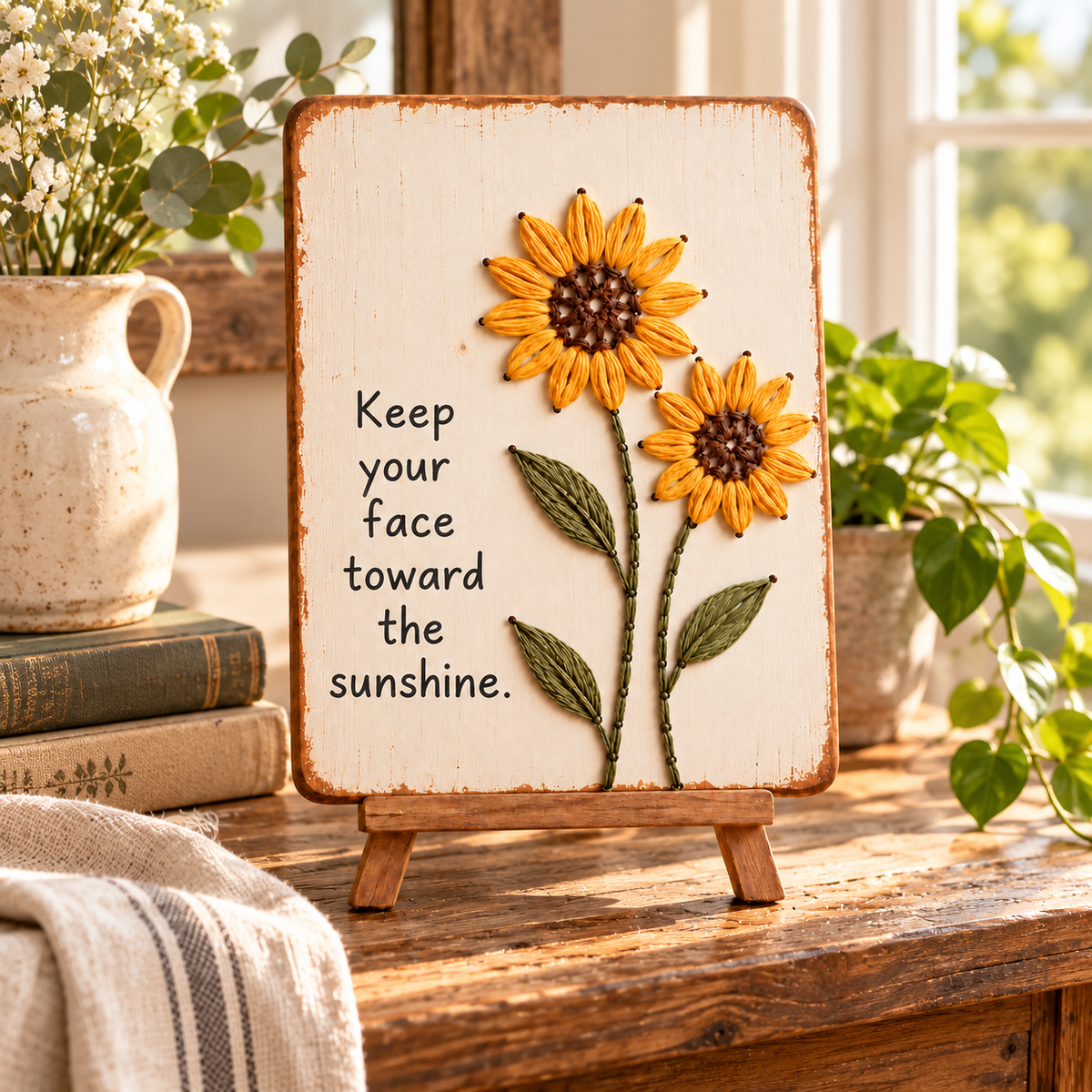 🌻✨Bloom & Create DIY Floral Yarn Art Plaque Kit - A Handmade Keepsake from the Heart❤️