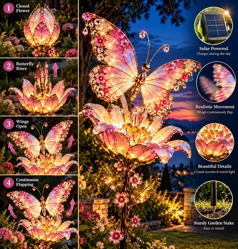 🦋FlutterBloom™ – Flapping Butterfly Solar Garden Light(✨Same as the video)