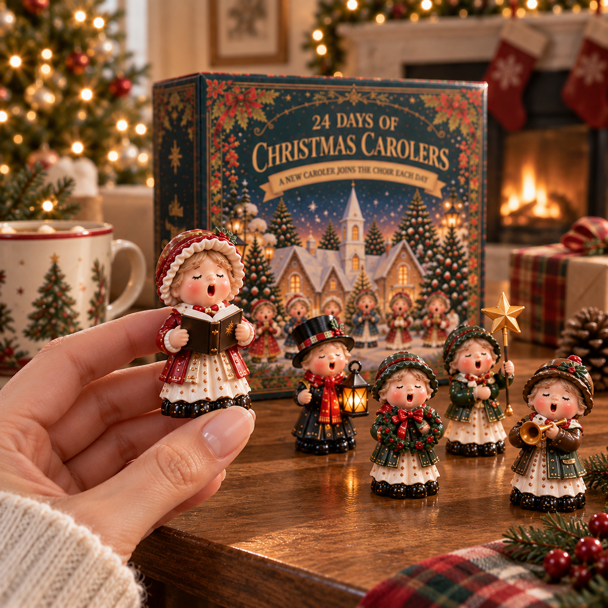 24 Days of Christmas Carolers Advent Calendar – Vintage Holiday Village Collectible Decorations for Mantel, Tabletop &amp; Christmas Gifts