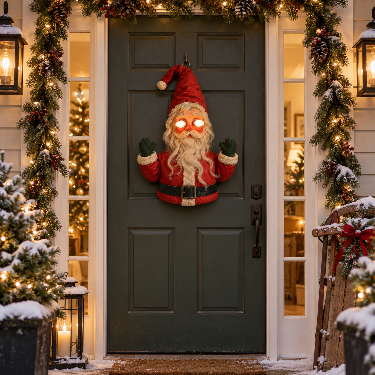 Santa After Dark vintage glowing eye door guardian