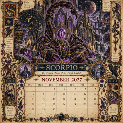 📅Hardcover-Spiral 2027 Zodiac Grimoire Calendar™ -✨12 Signs, 12 Forbidden Chapters