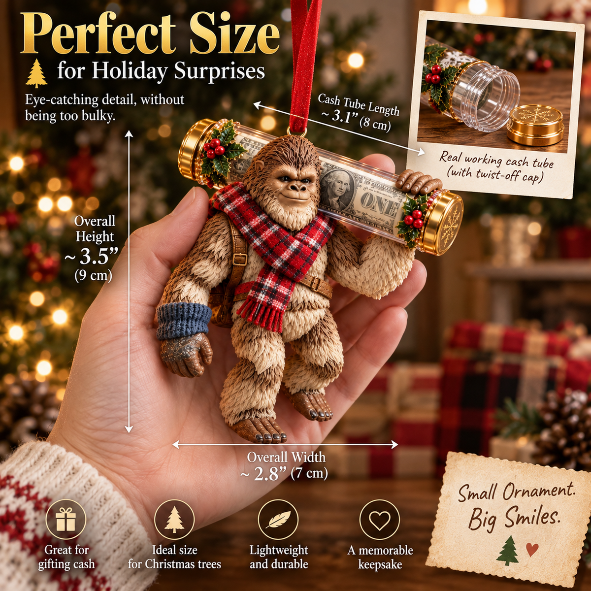 🎄👣 Bigfoot Cash Keeper™ – 15 Funny Christmas Cash Holder Ornaments 💵🎁