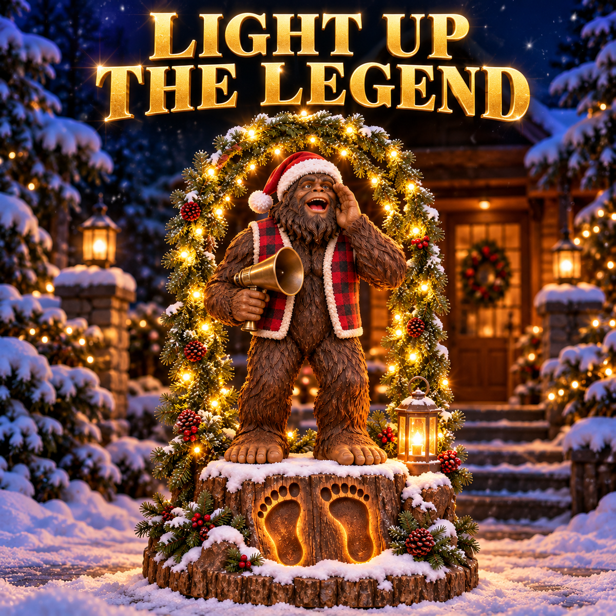 🎄 Bigfoot’s Christmas Call – Festival-Inspired Lighted Porch & Yard Display