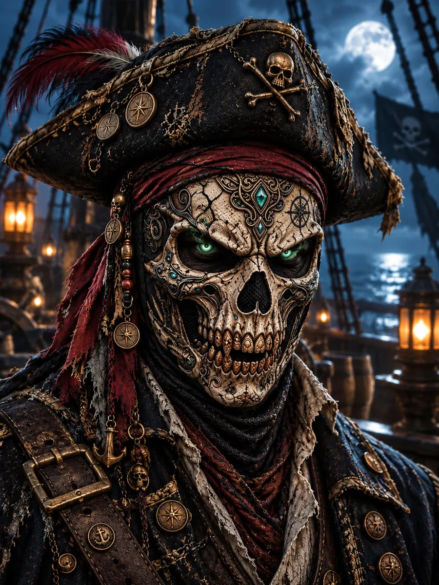 Men's Retro Fun Pirate Skull Print Face Mask
