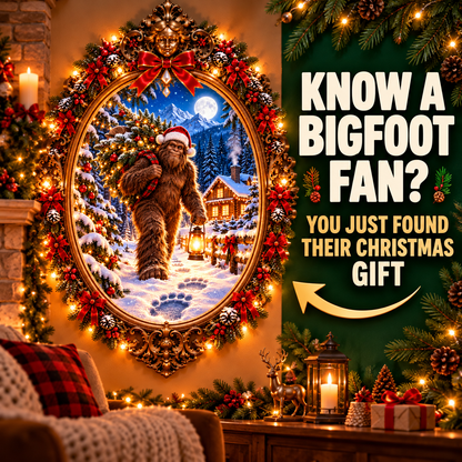 👣Bigfoot’s Christmas Crossing  – Legendary Illuminated Holiday Art