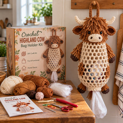 🧶Crochet Animal Bag Holder Kit – Cute & Functional DIY Home Storage