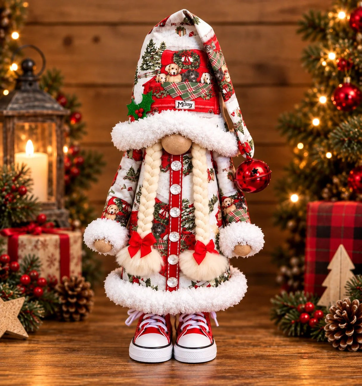 😍Festive Gnome Couple Figurines – Bearded & Braided Hair🎄