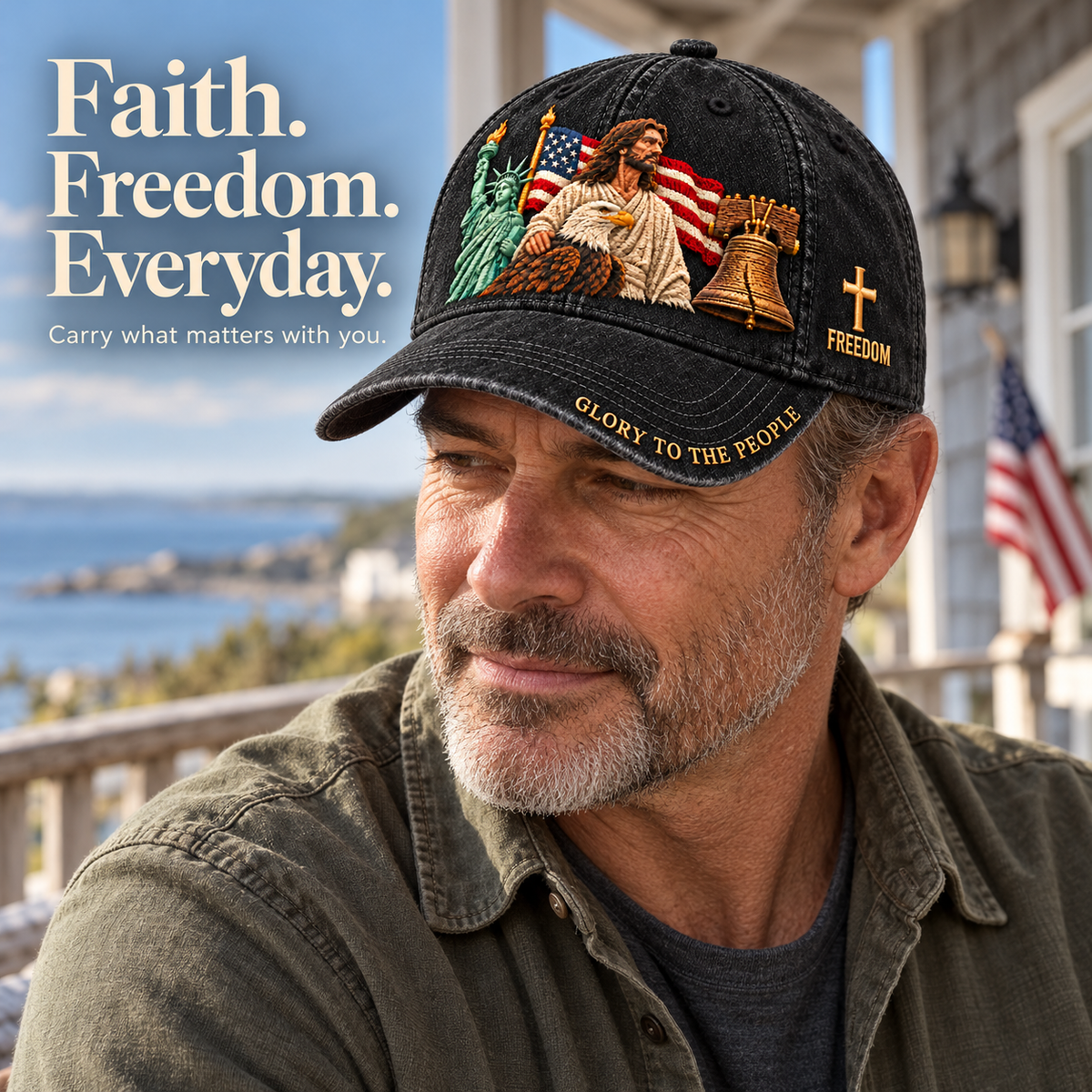 ✝️ Faith & Freedom – American Heritage Embroidered Cap 🧢