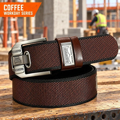 100% Handmade in USA-🔥 No-Hole Adjustable Stretch Work Belt with Square Metal Buckle