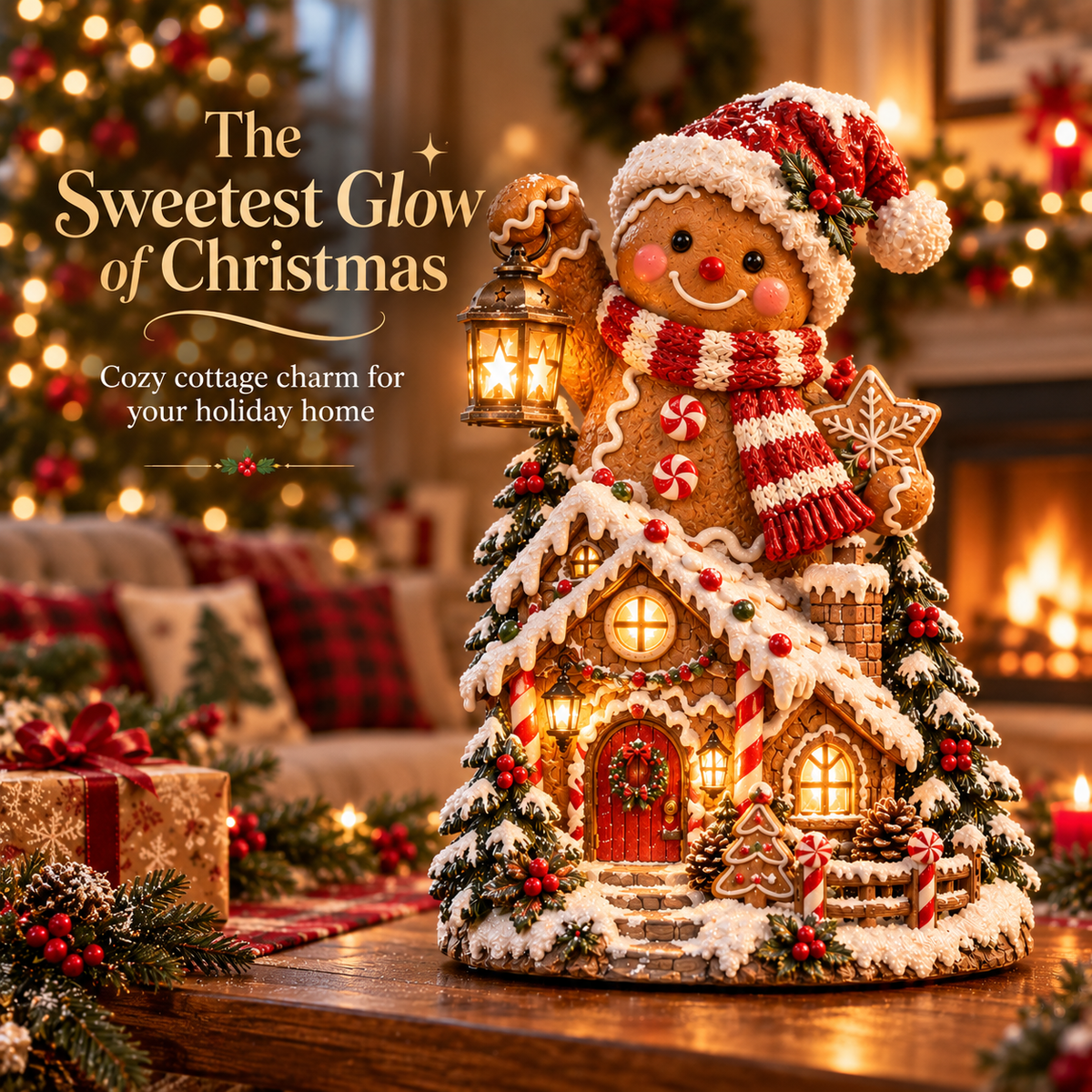 🎄✨ Cozy Christmas Cottage™ – Lighted Holiday Figurine Collection