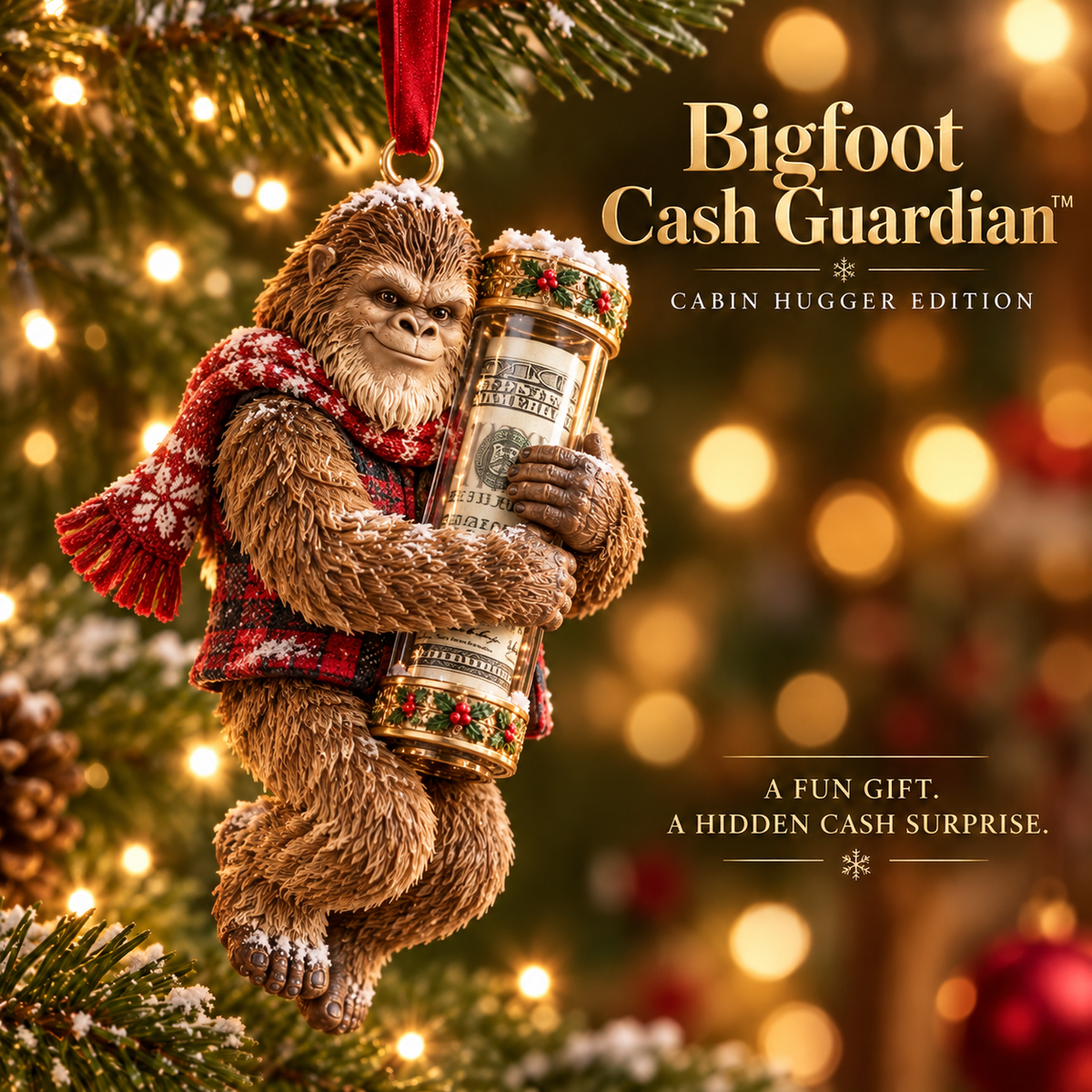 🎄👣 Bigfoot Cash Keeper™ – 15 Funny Christmas Cash Holder Ornaments 💵🎁