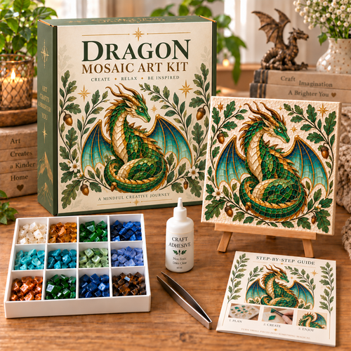 🐉✨ Enchanted Dragon™ DIY Mosaic Art Kit – A Magical Craft to Create & Display