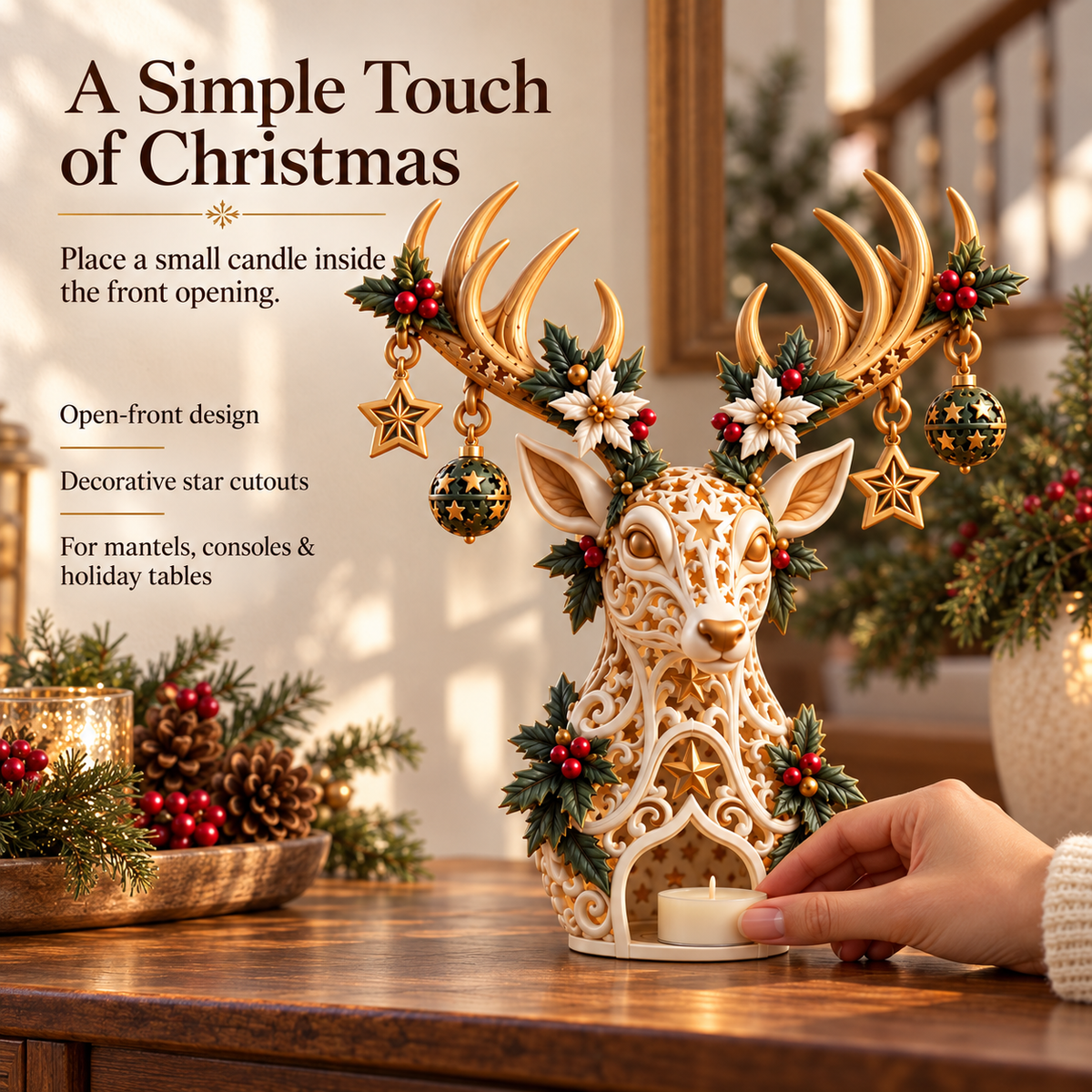 ✨ Christmas Starlight Reindeer Candle Holder