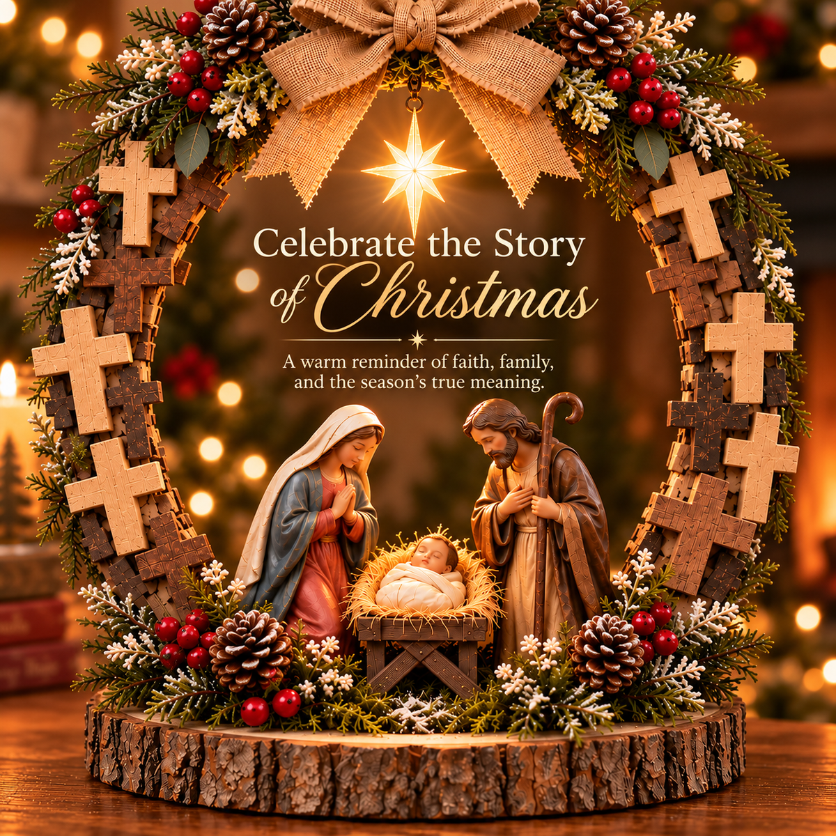 🔥😍Bethlehem’s Guiding Star | Lighted Nativity Tabletop Decor