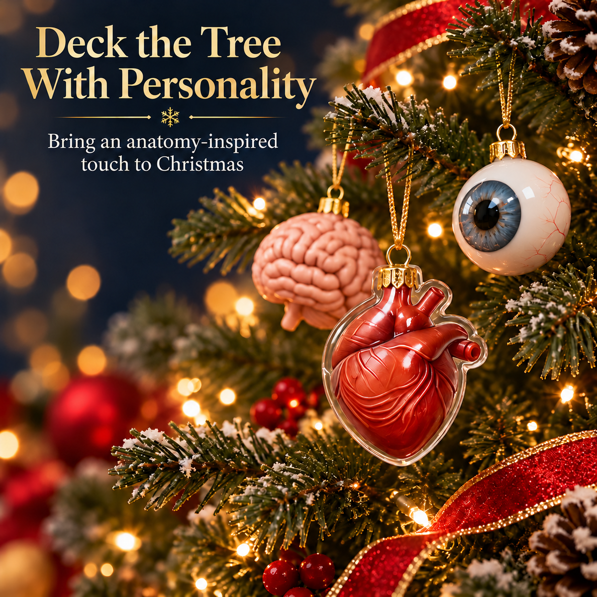 Anatomical heart Christmas ornament held in a hand