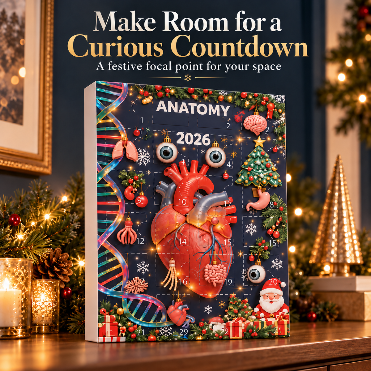 🎄 Anatomy Christmas Advent Calendar – 🎁Unique Organ-Shaped Ornaments & Holiday Surprises for Nurses, Medical Students & Science Lovers