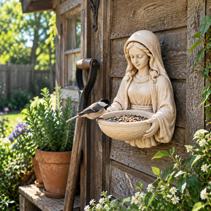 🕊️Grace in the Garden – Mary Wall-Mounted Bird Feeder