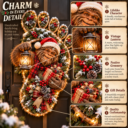 ⏰Limited Stock 50% OFF - 🎄 Christmas Footprint Door Hanger | Lighted Woodland Holiday Decor