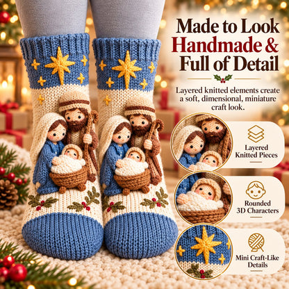 🔥😍Holy Night 3D Nativity Christmas Socks – A Meaningful Holiday Keepsake