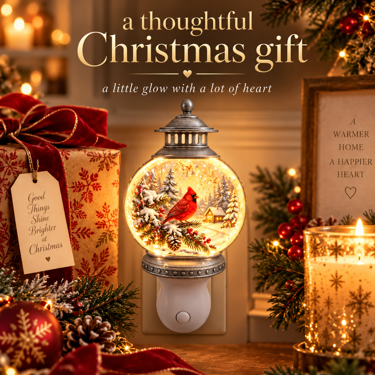 2027 Nestmiro® Cuentos de Navidad que brillan  Luz nocturna de globo de nieve enchufable