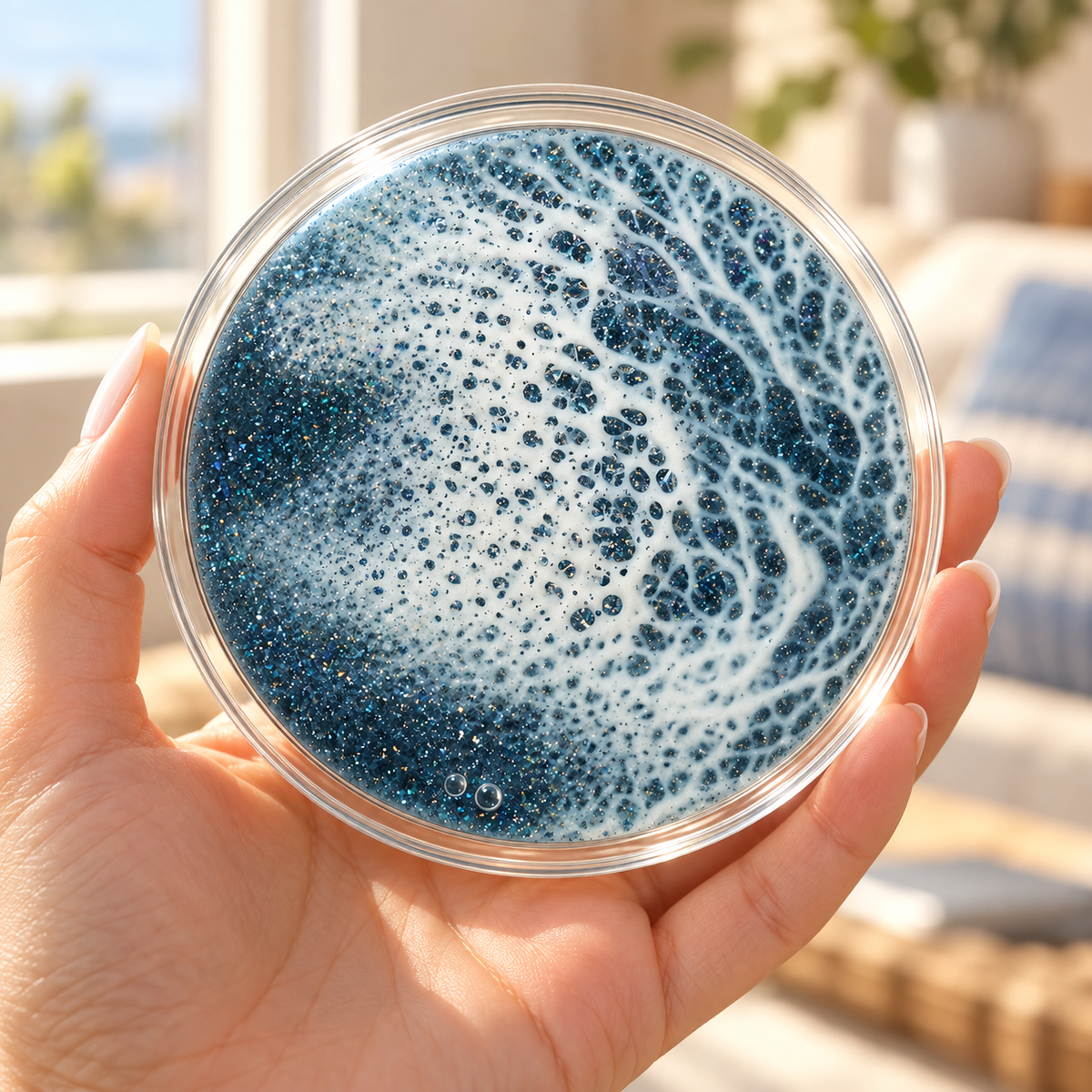 🌊Handcrafted Pocket Ocean Liquid Motion Disc – A Calming Wave in Your Hand