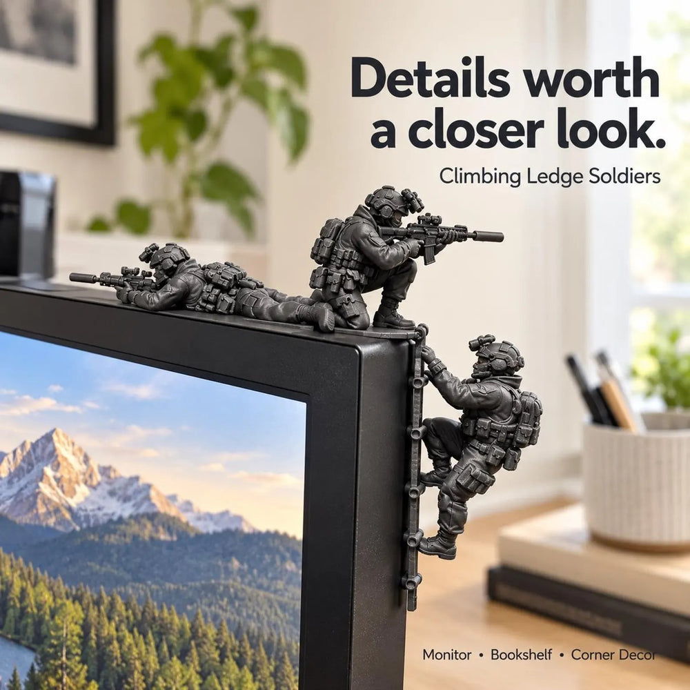 Special operations soldiers displayed around a computer monitor