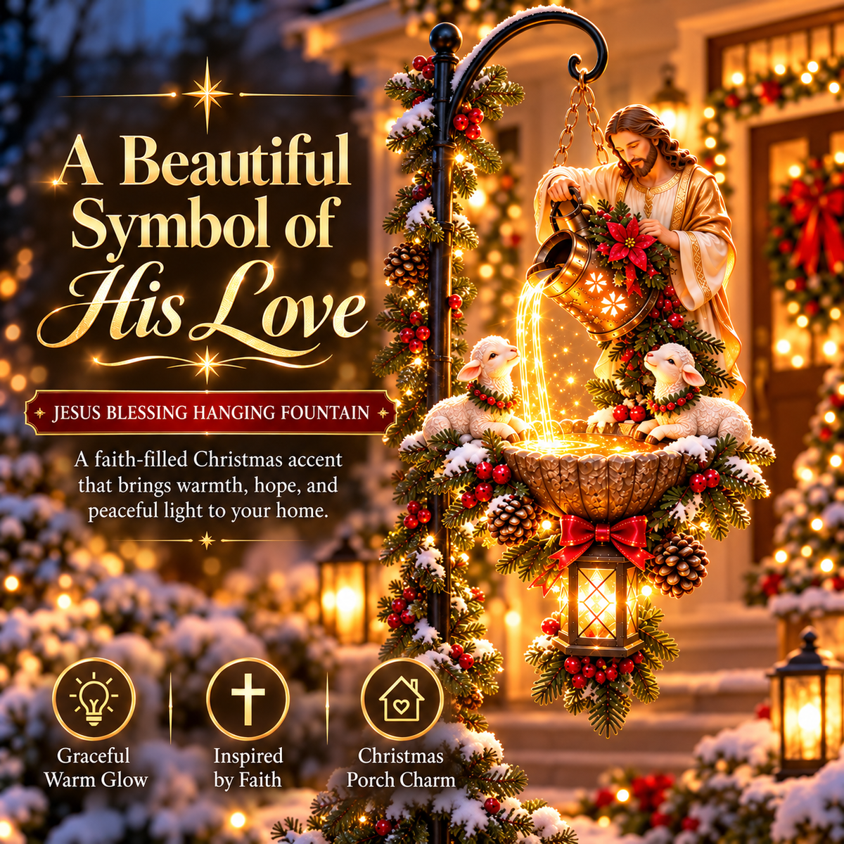 🔥Last Day 50% OFF-✝️ Pouring His Love — Jesus & Lambs Christmas Hanging Light