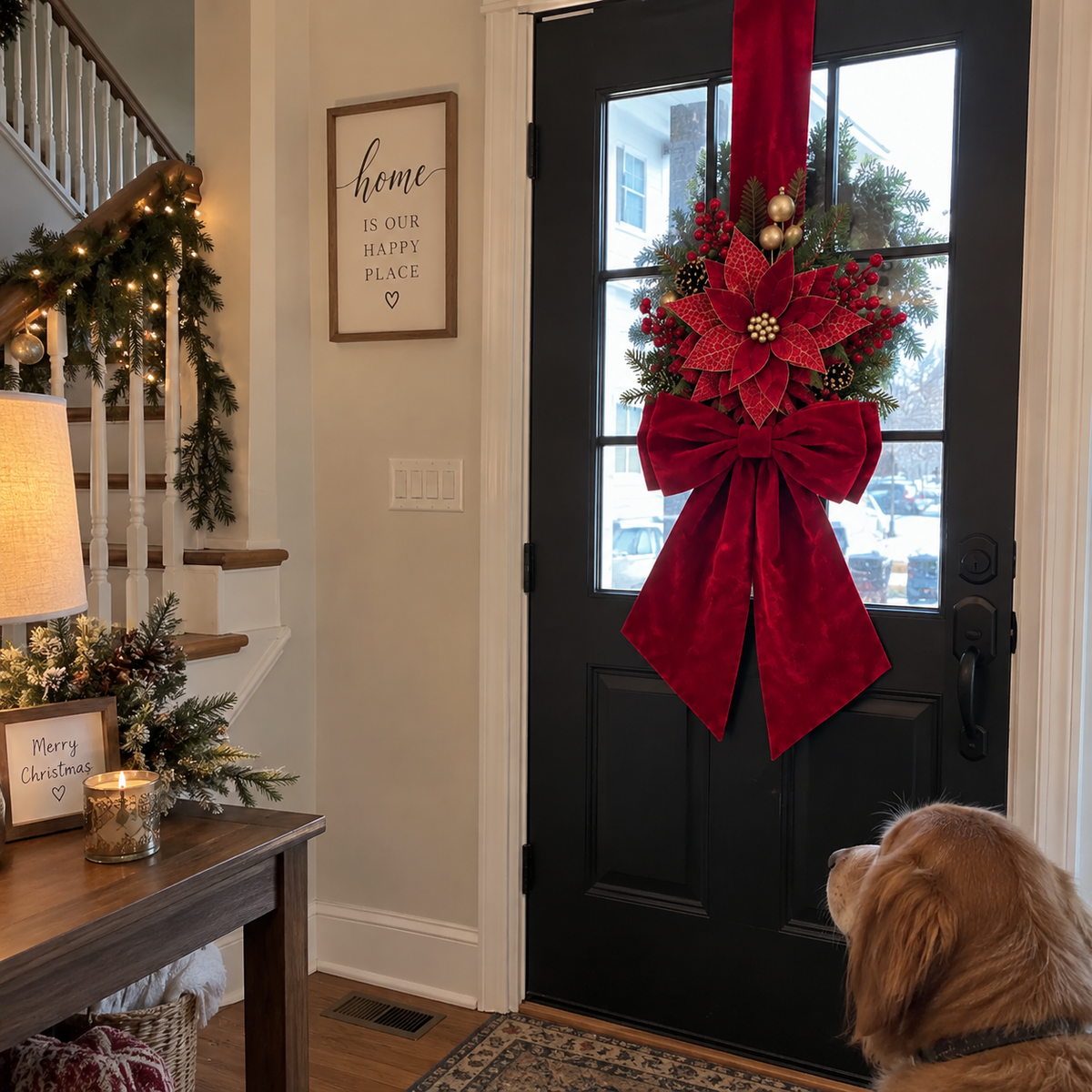 Vintage Velvet Double-Sided Christmas Door Bow Swag