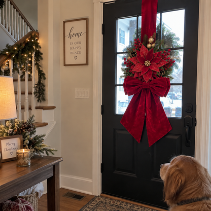 Vintage Velvet Double-Sided Christmas Door Bow Swag