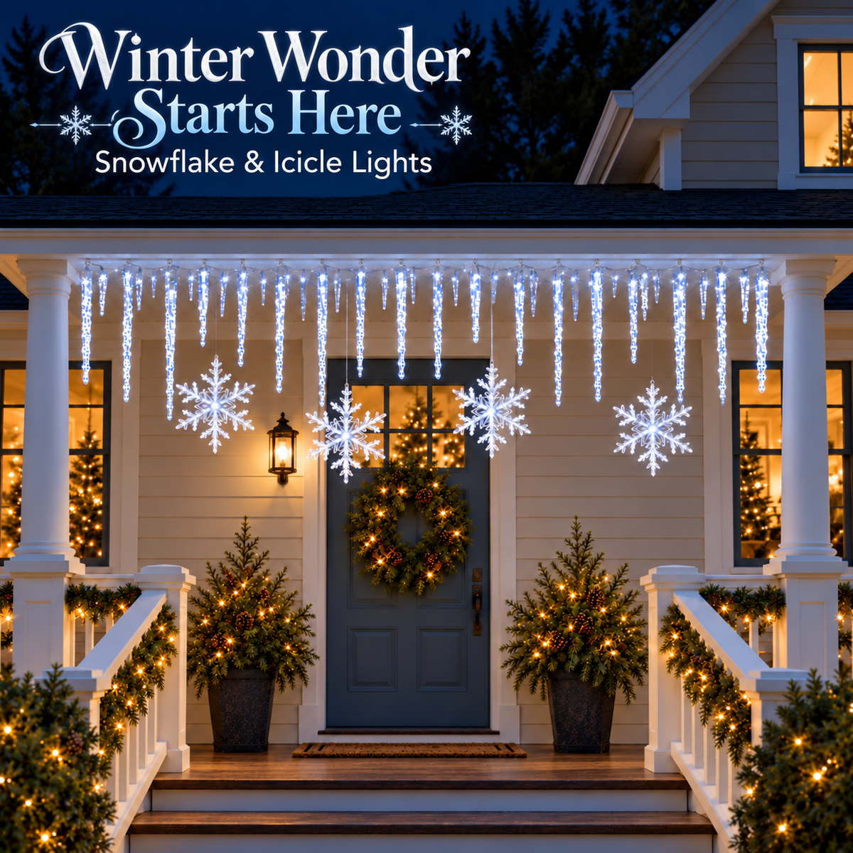 ❄️ Winter Glow – Snowflake & Icicle Christmas Lights ✨