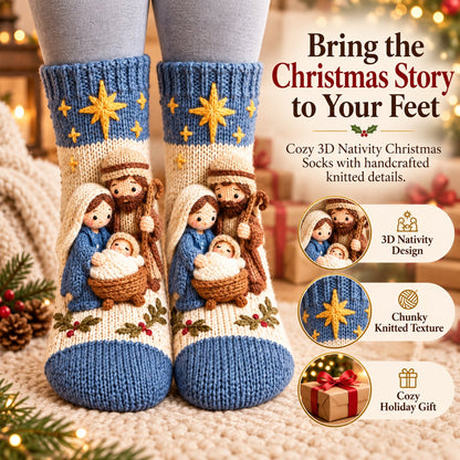 🔥😍Holy Night 3D Nativity Christmas Socks – A Meaningful Holiday Keepsake