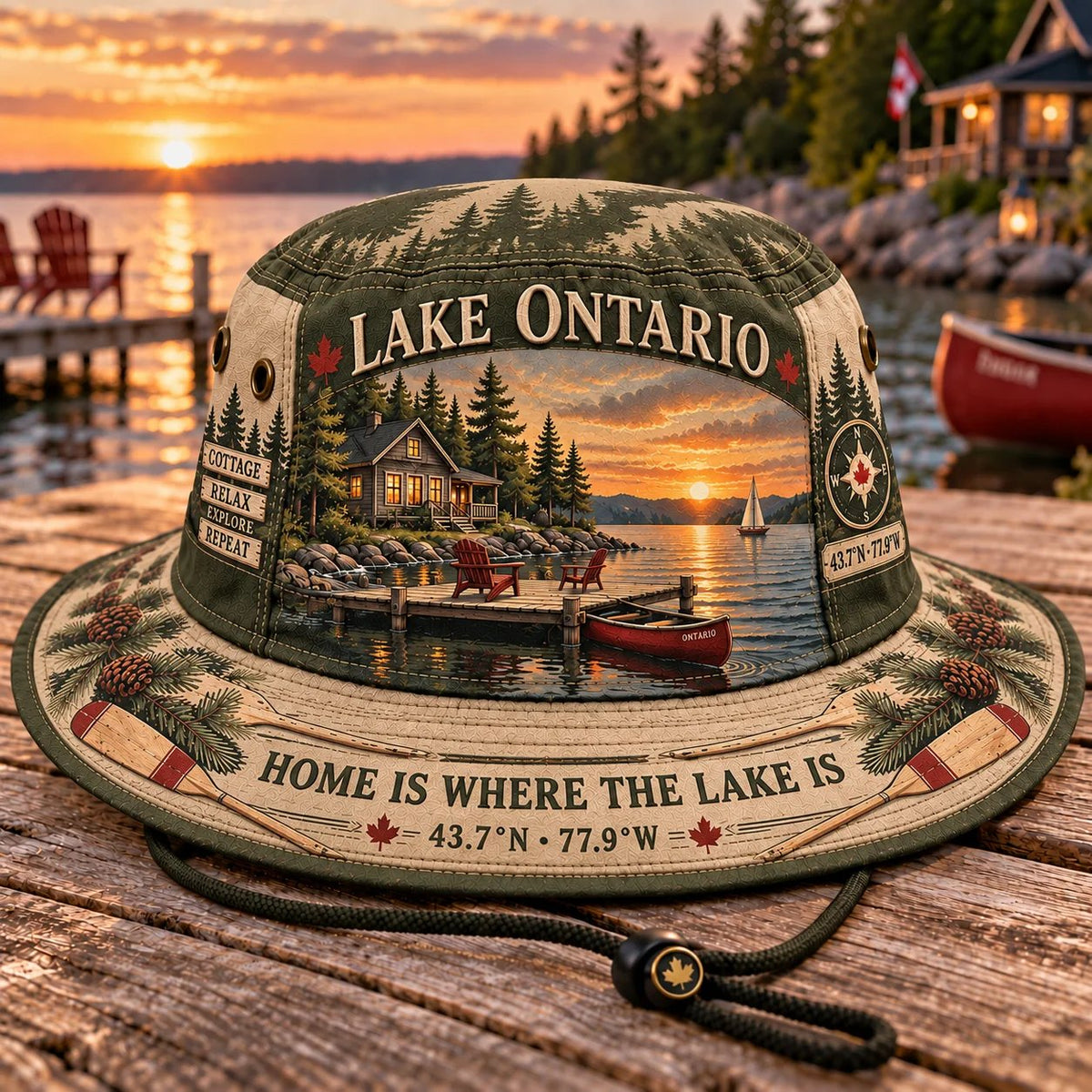 🔥🍁Lake Ontario Boonie Hat – Made for Lakeside Days (🧢100% Cotton)