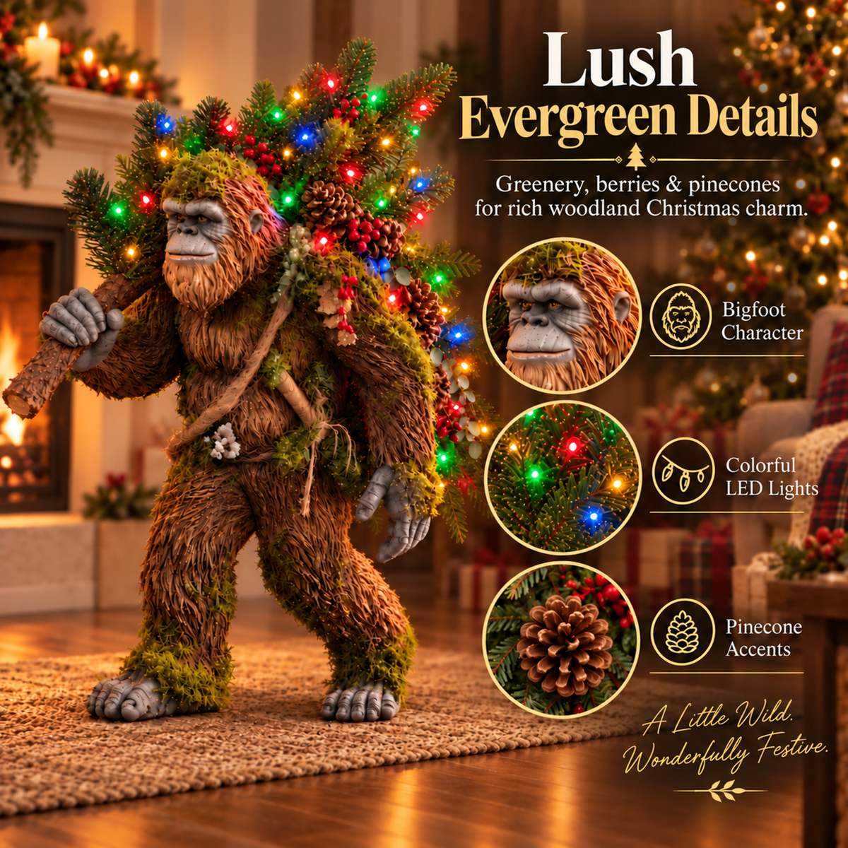 🎄 Woodland Bigfoot – Lighted Christmas Porch Decor