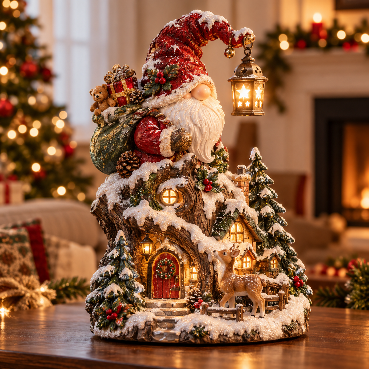 🎄✨ Cozy Christmas Cottage™ – Lighted Holiday Figurine Collection