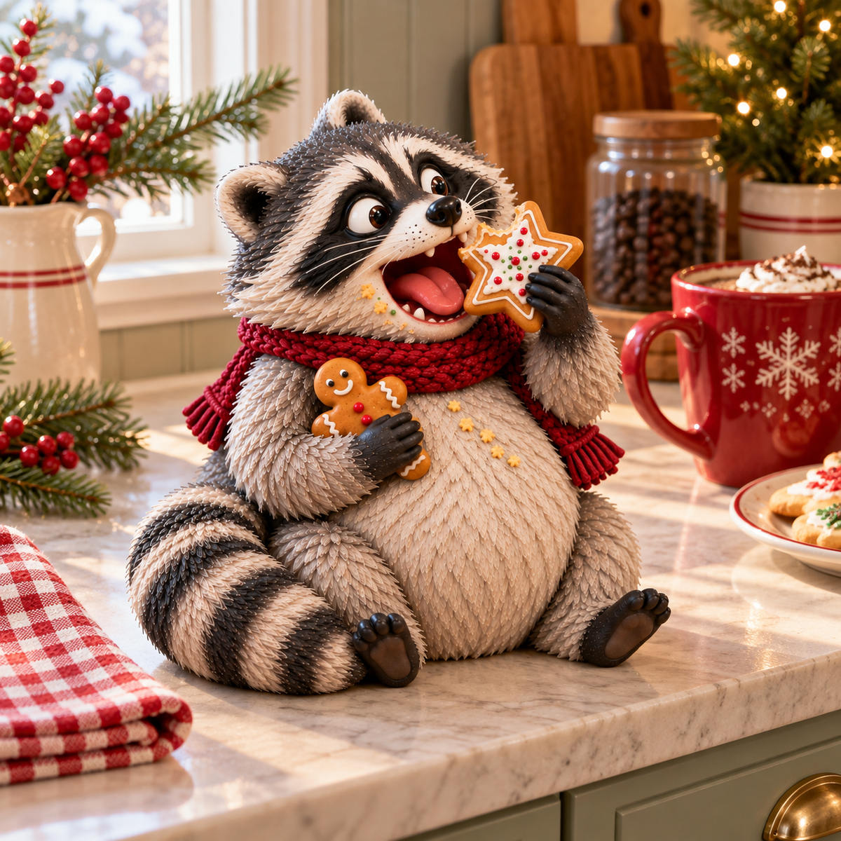 🎄🍪 Christmas Cookie Bandits – Funny Animal Figurine Collection
