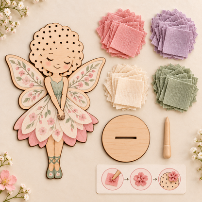 🧚✨DIY Flower Fairy Wooden Craft Kit – Create Your Own Fabric Flower Fairy