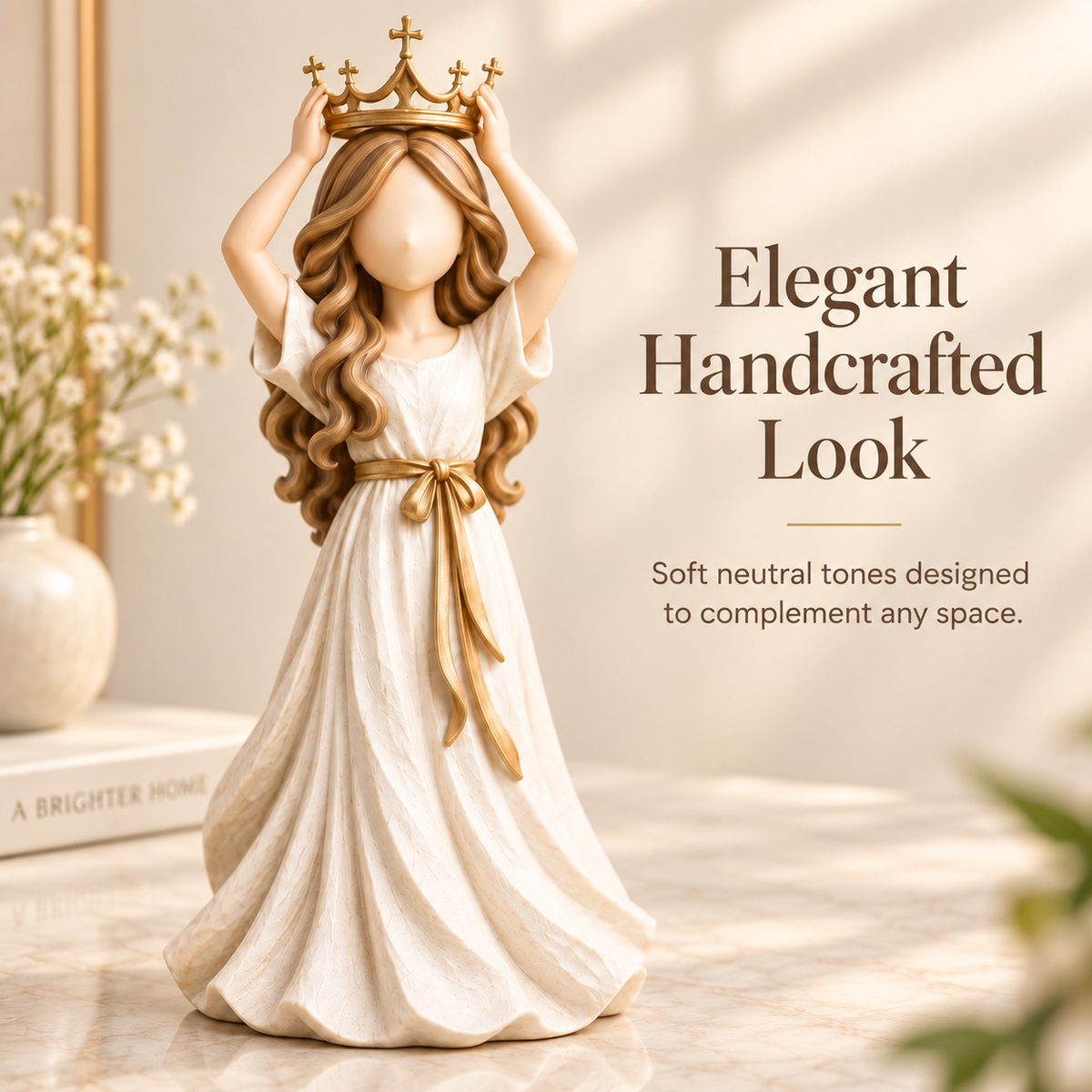 Elegant ivory and gold inspirational figurine