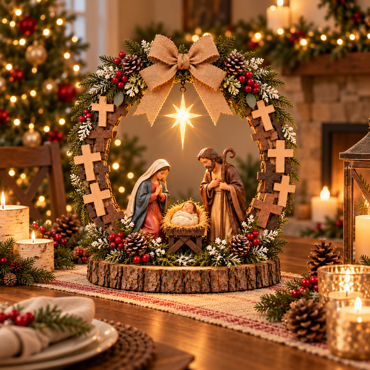 🔥😍Bethlehem’s Guiding Star | Lighted Nativity Tabletop Decor