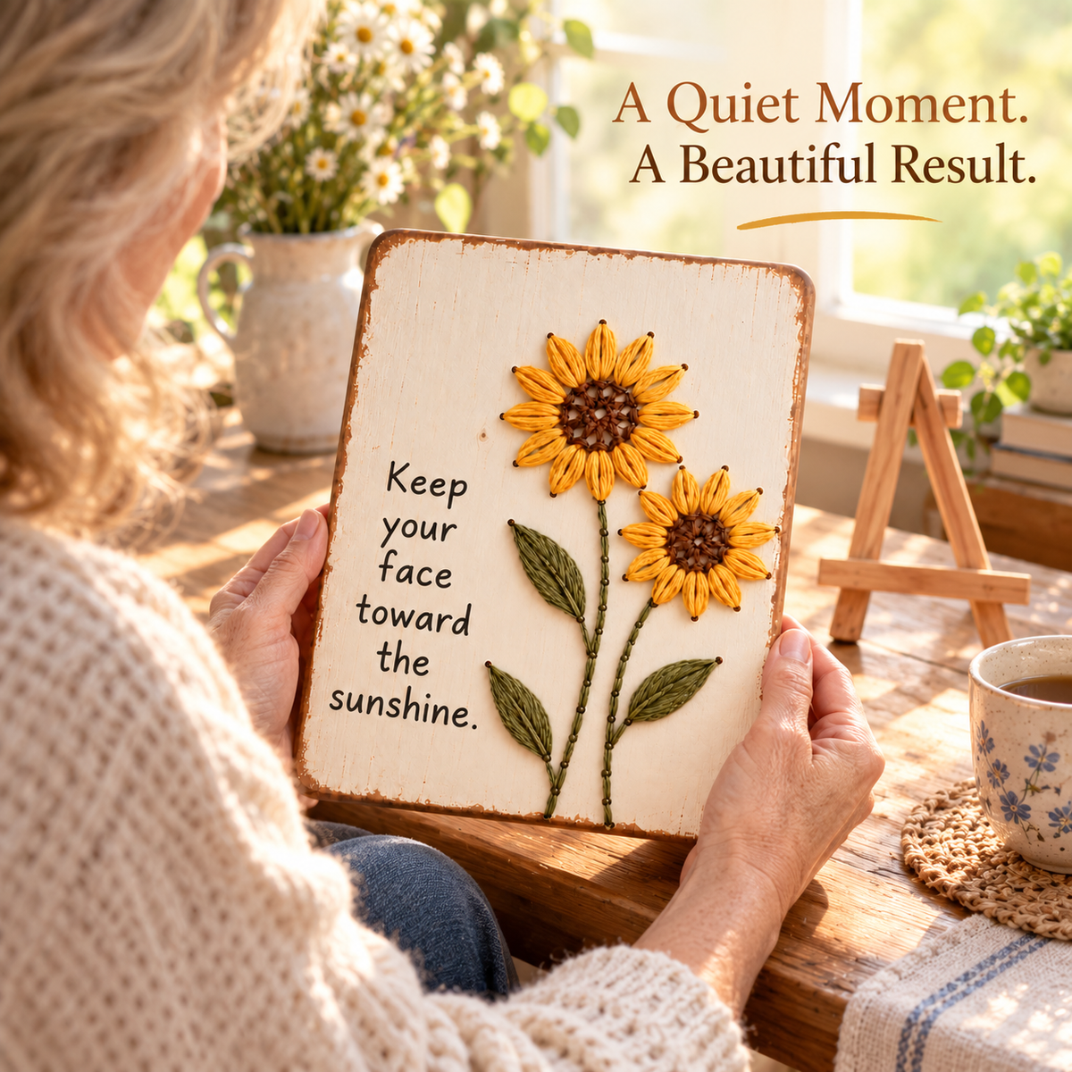 🌻✨Bloom & Create DIY Floral Yarn Art Plaque Kit - A Handmade Keepsake from the Heart❤️