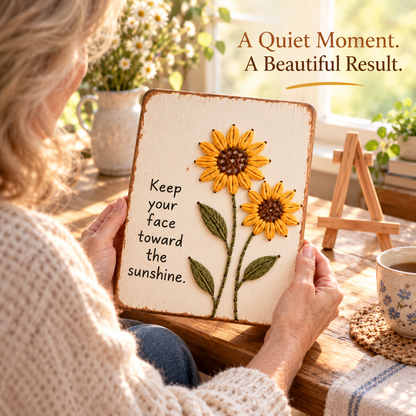 🌻✨Bloom & Create DIY Floral Yarn Art Plaque Kit - A Handmade Keepsake from the Heart❤️