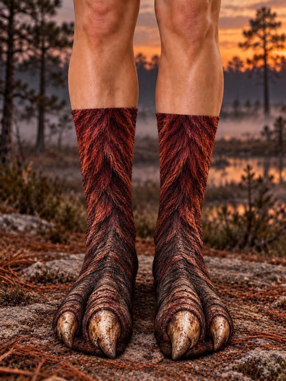3D Wild Feet Christmas Creature Illusion Socks – Funny Costume Gift for Kids & Adults