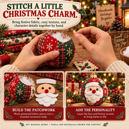 🧘Relaxing & Beginner-Friendly- 🎄Cozy Patchwork Christmas Ornament Collection✨Relaxing DIY Craft to Create Stunning Christmas Artwork