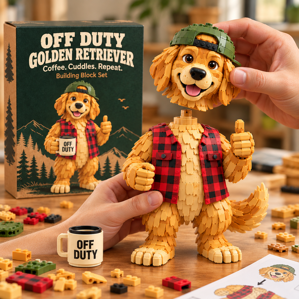🔥OFF DUTY Golden Retriever™ – Buildable Dog Lover’s Desk Companion-💕Step-by-Step Guide Included