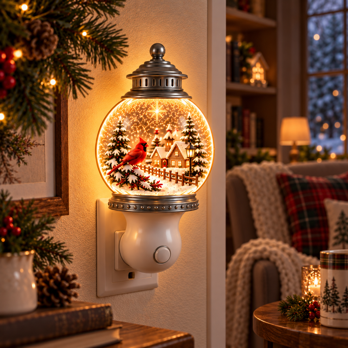 2027 Nestmiro® Cuentos de Navidad que brillan  Luz nocturna de globo de nieve enchufable