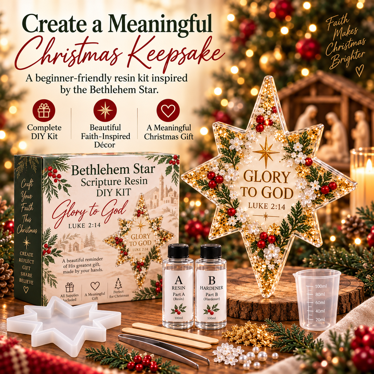 ✝️Bethlehem Star Scripture DIY Kit -💕Tools & Step-by-Step Guide Included